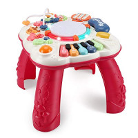 BACCOW Juguetes para bebés de 6 a 12-18 meses, mesa de actividades musicales para niños de 1 año de edad, regalos para niñas, juguetes para niños pequeños (tamaño 11.8 × 11.8 × 12.2 pulgadas)