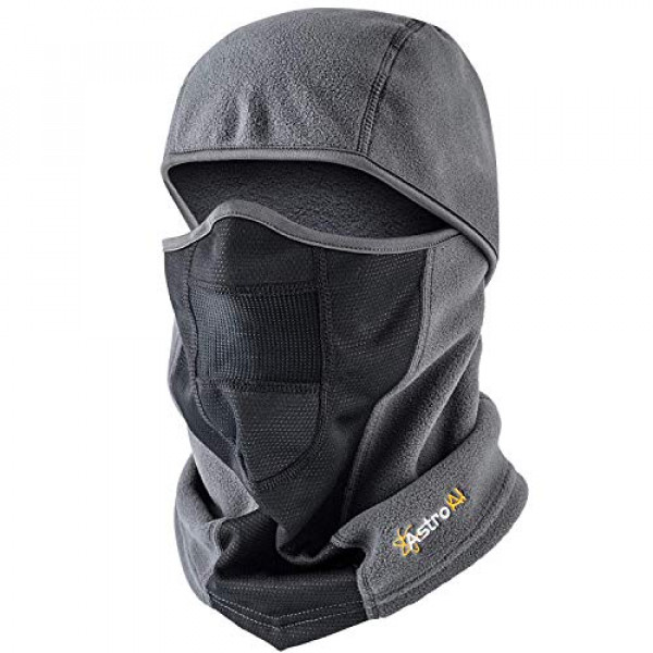AstroAI Pasamontañas Máscara de esquí Forro polar de invierno Cubierta de máscara térmica para hombres Mujeres Cálido a prueba de viento Transpirable, Equipo para clima frío para esquiar, Equipo al aire libre, Montar motocicleta y Snowboard, Gris