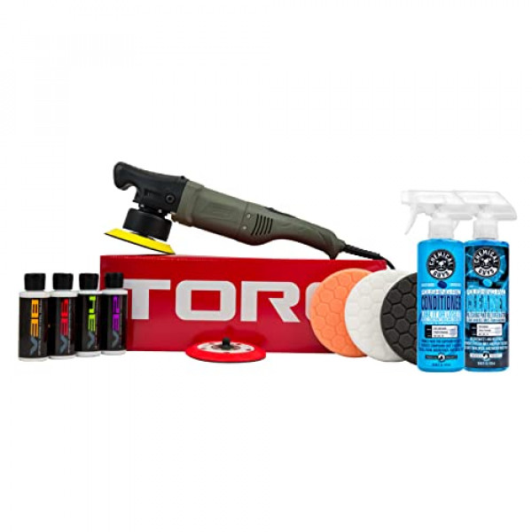 Chemical Guys BUF_503XMAX Torqx Kit de pulidor aleatorio con almohadillas, limpiador y acondicionador de almohadillas, pulidores y compuestos (11 artículos)