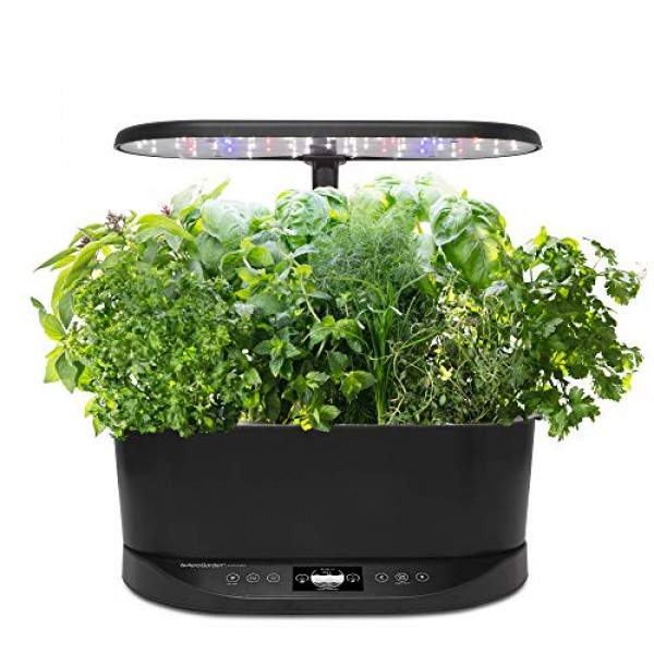 AeroGarden Bounty Basic - Jardín interior con luz LED para cultivo, negro