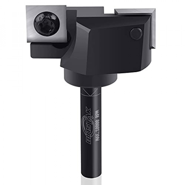 Broca para enrutador de superficie de alerón CNC, vástago de 1/4 , diámetro de corte de 1-1/2, inserto de carburo, broca para enrutador de aplanamiento de losa, broca para cepillado, broca para cepilladora de madera, herramientas de carpintería de BINST