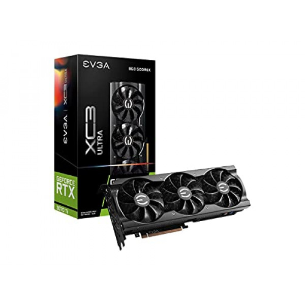 EVGA GeForce RTX 3070 Ti XC3 Ultra Gaming, 08G-P5-3785-KL, 8GB GDDR6X, refrigeración iCX3, LED ARGB, placa posterior de metal