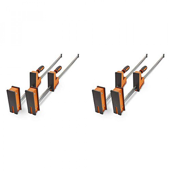 Bora Juego de abrazaderas paralelas de 50, paquete de 2 abrazaderas para carpintería con presión uniforme y sólida como una roca, 571150T y juego de abrazaderas paralelas de 40, paquete de 2 abrazaderas para carpintería con presión uniforme y sólida com