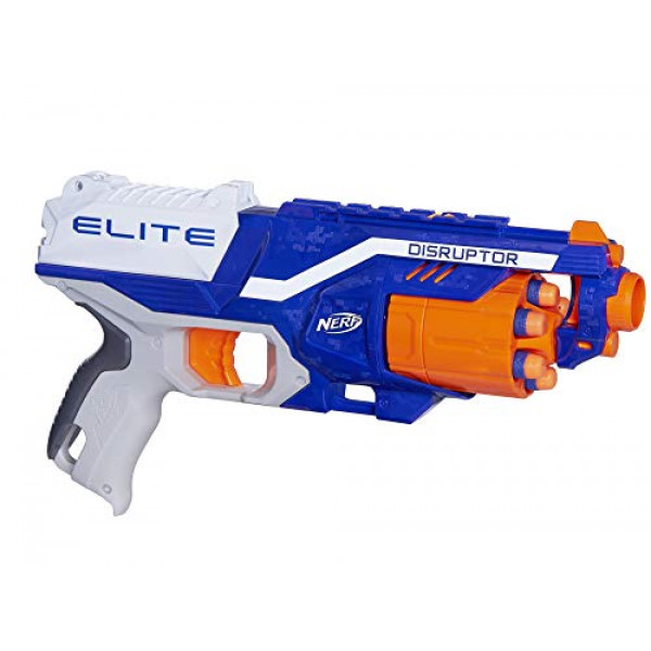 NERF Disruptor Elite Blaster -- Tambor giratorio de 6 dardos, Slam Fire, incluye 6 dardos Elite oficiales -- para niños, adolescentes y adultos (exclusivo de Amazon)