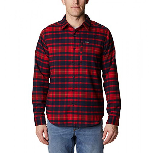 Columbia Outdoor Elements II - Franela para hombre, color rojo montaña, tartán extragrande, tamaño mediano