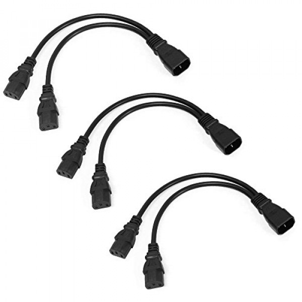 Hisonde 3Pack UPS Server Y Splitter C14 a 2 x C13 Cable adaptador de corriente Cable 30cm