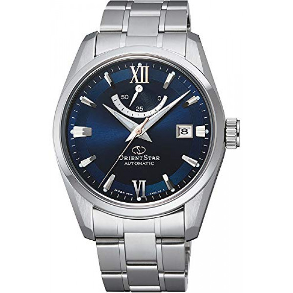 Reloj de vestir con esfera azul y pulsera de acero con cristal de zafiro Orient Star Power Reserve RE-AU0005L