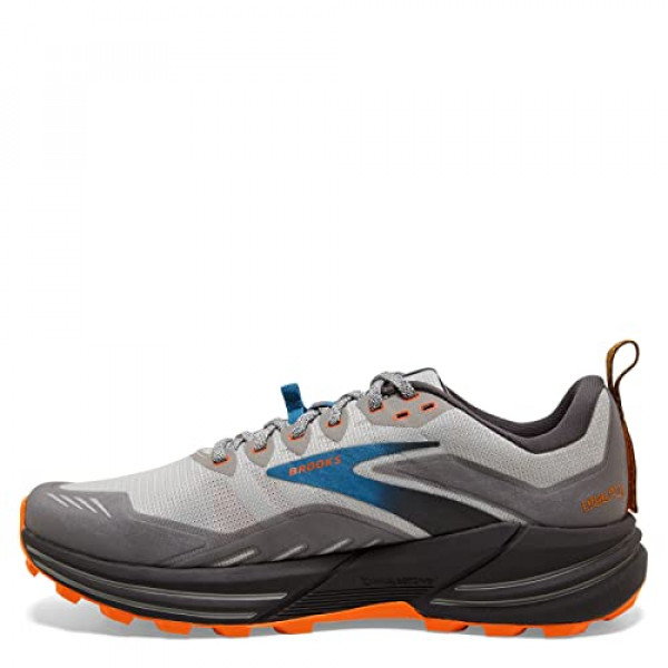 Brooks Cascadia 16 Zapatillas de trail running para hombre - Parte superior de malla transpirable con plantilla extraíble, cierre de cordones y lengüeta y cuello acolchados - Champiñón ostra/Aleación/Naranja 11.5 D - Mediano