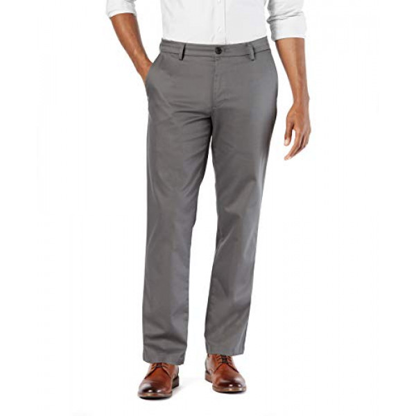 Dockers - Pantalón caqui elástico de algodón Signature Lux para hombre, ajuste recto, imán, 34 W x 32 L