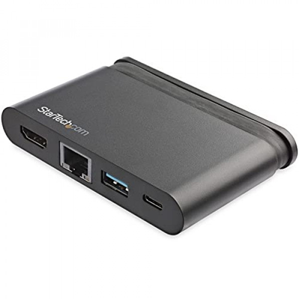 StarTech.com Adaptador multipuerto USB C - Base USB-C portátil con HDMI 4K - 100W PD 3.0 Pass-Through, 1x USB-A, 1x USB-C, GbE - Thunderbolt 3 y USB Type-C Laptop Travel Dock - Mac y Windows (DKT30CHCPD)
