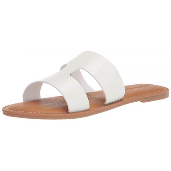 Amazon Essentials Sandalias planas con banda para mujer, blanco, 6