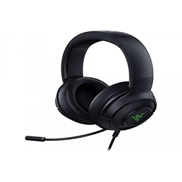 Auriculares para juegos Razer Kraken V3 X: sonido envolvente 7.1 - Controladores Triforce de 40 mm - Micrófono cardioide flexible HyperClear - Iluminación Chroma RGB - para PC - Negro clásico (renovado)