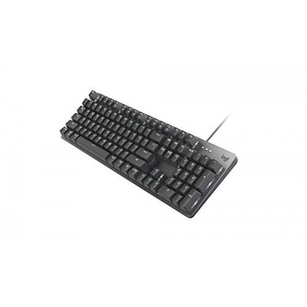 Logitech K845ch Teclado mecánico iluminado, interruptores Cherry MX, fuertes patas inclinables ajustables, tamaño compacto, carcasa superior de aluminio, 104 teclas, cable USB, ventanas (interruptores Cherry Blue)