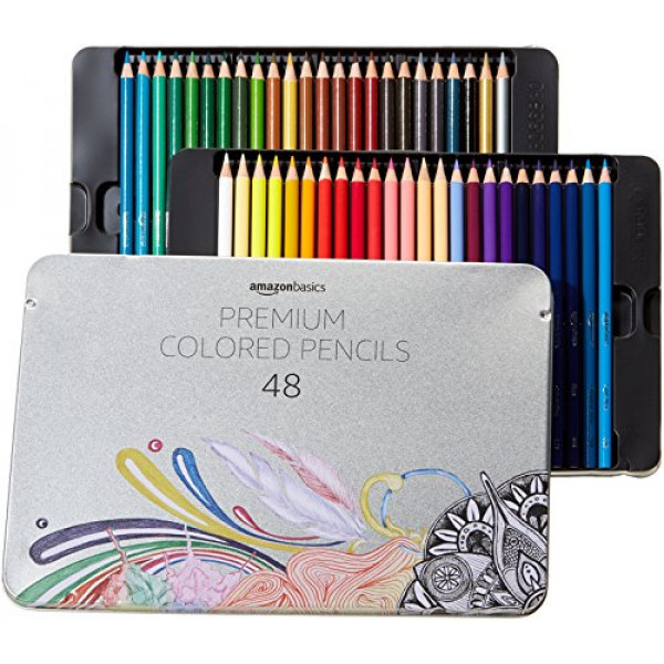 Amazon Basics Lápices de colores premium, núcleo suave, juego de 48 unidades
