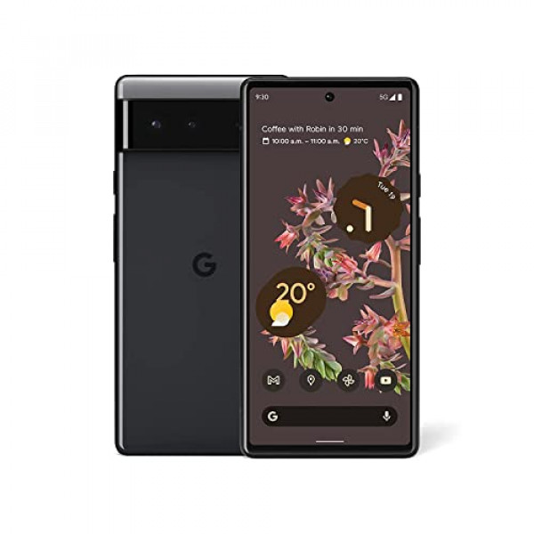Teléfono Android Google Pixel 6 � 5G - Smartphone desbloqueado con lente ancha y ultra ancha - 256 GB - Negro tormentoso (renovado)