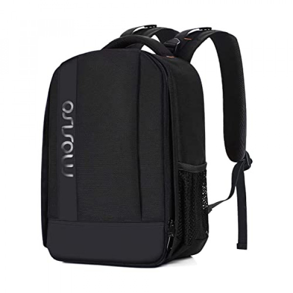 MOSISO Mochila para cámara, DSLR/SLR/Fotografía sin espejo Estuche para cámara Amortiguador acolchado a prueba de golpes Bolsa para cámara con inserciones modulares personalizadas y soporte para trípode Compatible con Canon, Nikon, Sony, etc., Negro