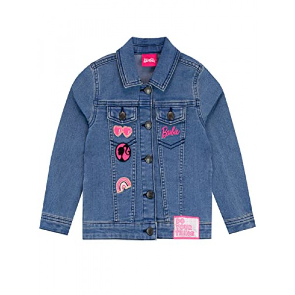 Barbie Niñas Bordado Jean Chaqueta Prendas De Abrigo Para Niños Azul 8