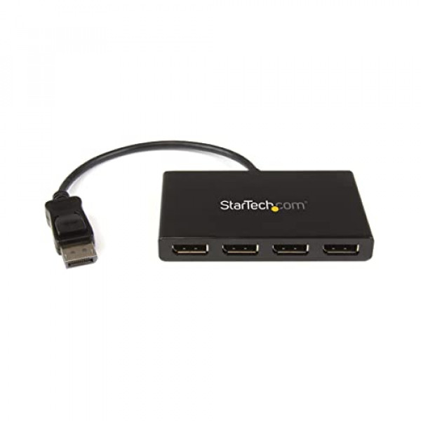 StarTech.com Adaptador Multi Monitor de 4 Puertos - DisplayPort 1.2 MST Hub - 4x 1080p - Divisor de Video DisplayPort para Modo de Escritorio Extendido en PC con Windows Solamente - Monitores DP a Quad DP (MSTDP124DP)