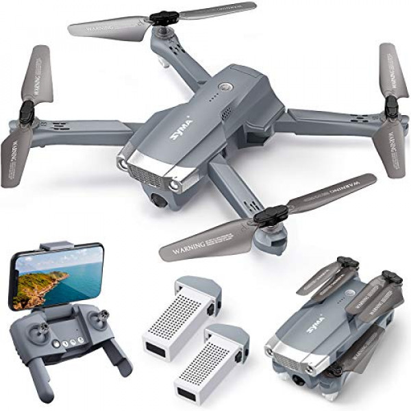 Dron SYMA X500 4K con cámara UHD para adultos, cuadricóptero GPS fácil para principiantes con tiempo de vuelo de 56 minutos, motor de cepillo, transmisión FPV de 5 GHz, retorno automático a casa, sígueme, posicionamiento de luz, 2 baterías