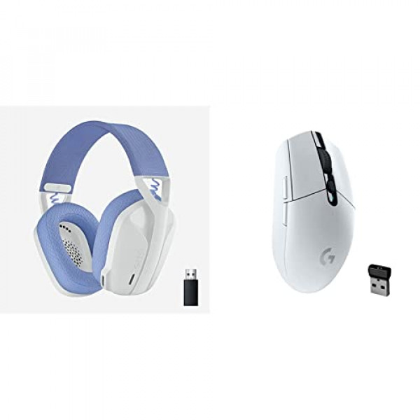 Auriculares inalámbricos para juegos Logitech G435 Lightspeed y Bluetooth - Blanco y ratón inalámbrico para juegos 05 Lightspeed - Blanco