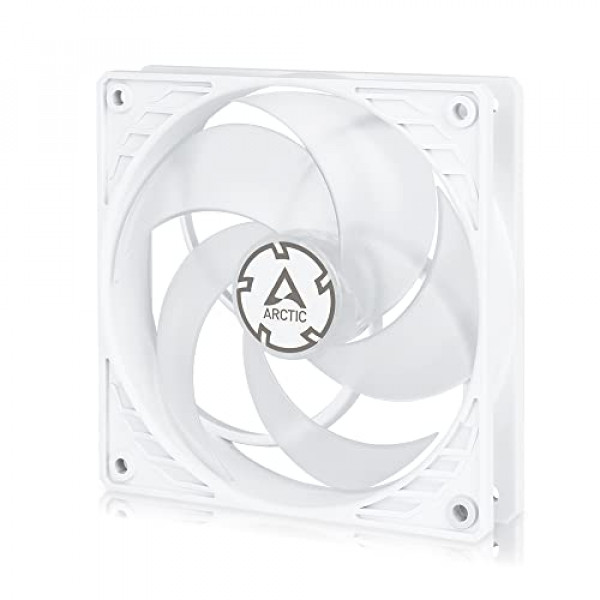 ARCTIC P12 PWM PST - Ventilador de caja de 120 mm con tecnología PWM Sharing (PST), presión optimizada, motor silencioso, computadora, velocidad del ventilador: 200-1800 RPM - blanco/transparente