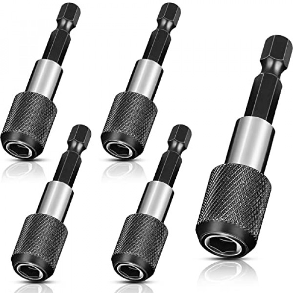 5 piezas de soporte de broca extensión de broca magnética 1/4 pulgadas vástago hexagonal barra de liberación rápida soporte de destornillador accesorios de broca broca de extensión juego de adaptador de mandril rápido para tornillos tuercas