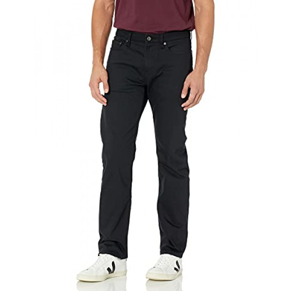 Amazon Essentials - Pantalón vaquero elástico de ajuste recto para hombre, color negro, 29 de ancho x 34 de largo
