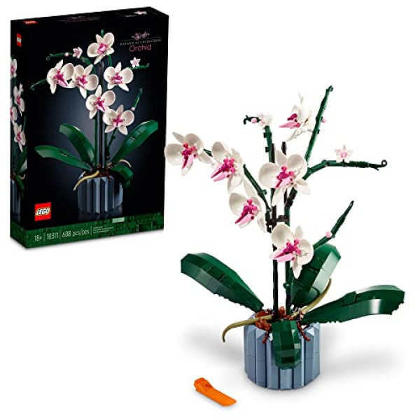 LEGO Icons Orchid 10311 Juego de construcción de plantas artificiales con flores, accesorio de decoración del hogar para adultos, colección botánica, idea, para ella y para él