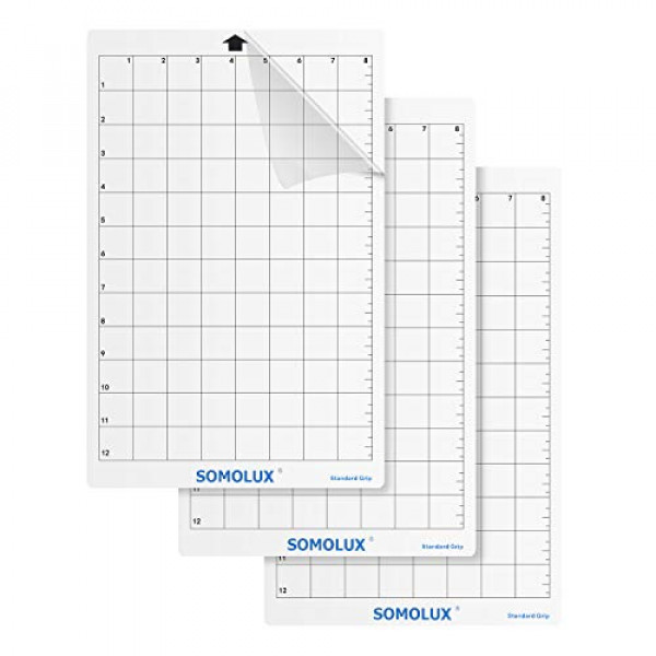 Alfombrilla de corte de agarre estándar 12 × 8 3 piezas de Somolux, apto para Kricut, reemplazo de máquina troqueladora electrónica Silhouette, transparente