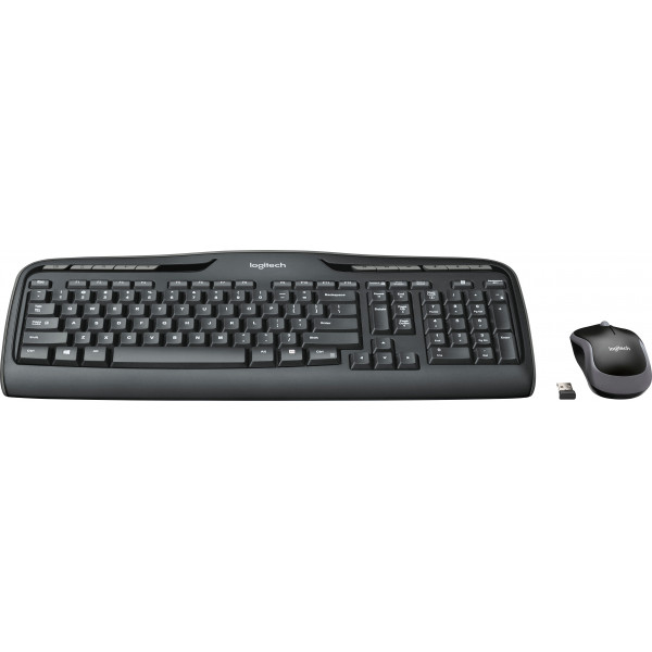 Logitech - Paquete de mouse y teclado de membrana inalámbrico de tamaño completo MK320 - Negro
