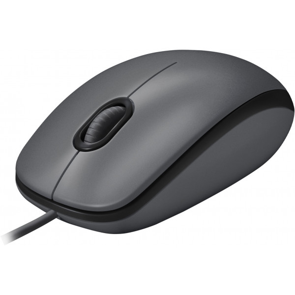 Logitech - Ratón óptico ambidiestro con cable M100 con seguimiento óptico de 1000 DPI - Gris