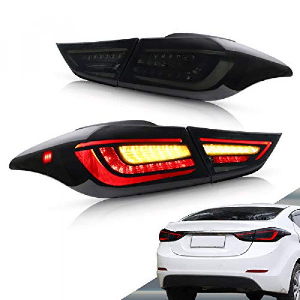 Luces traseras LED VLAND compatibles con Hyundai Elantra 2012-2016 Sedan y Elantra Coupe 13-14 con secuencial ámbar, montaje de lámpara trasera que incluye los lados del pasajero y del conductor, ahumado/tintado