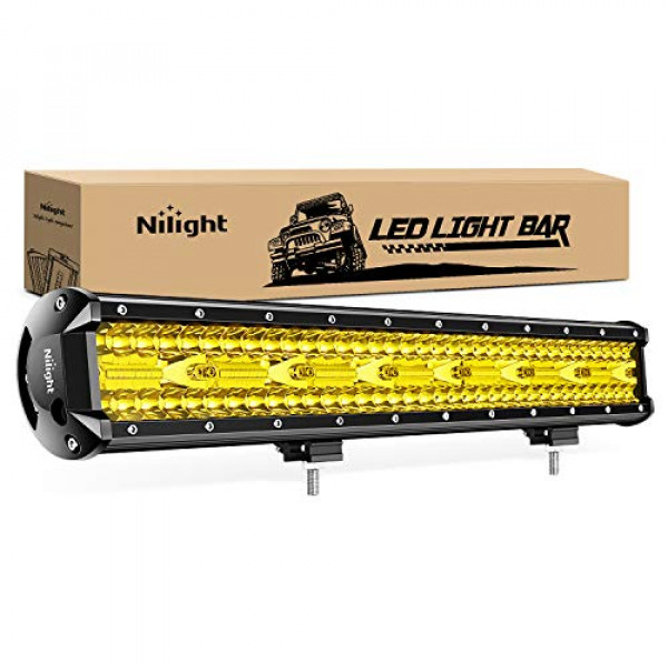 Nilight 18024C-A 420W 20Inch Triple Row Flood Spot Combo 42000LM Bar Driving Boat Led Off Road Lights para camiones, 2 años de garantía