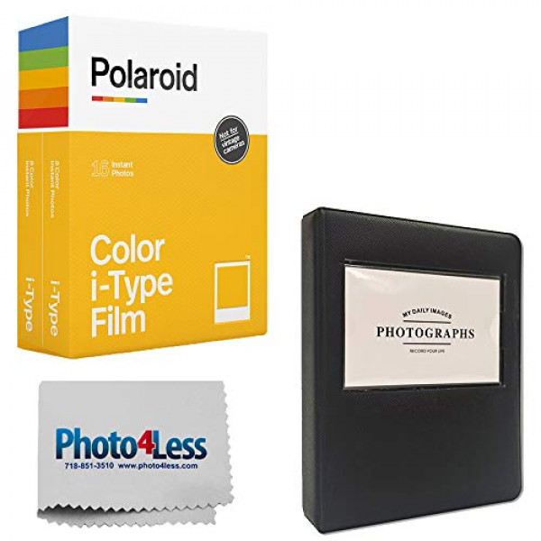 Polaroid Color Instant Film para i-Type - Paquete doble (16 hojas) + Álbum negro para película Polaroid