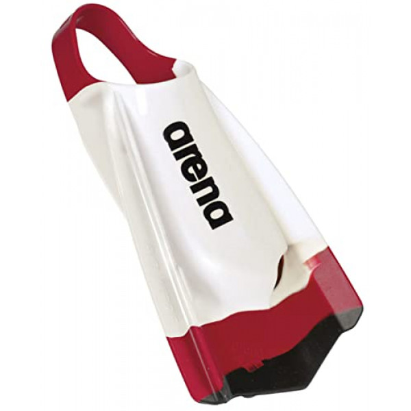 Arena Unisex Adulto Powerfin Pro Aletas de entrenamiento de natación para hombres y mujeres Aletas de hoja corta de silicona Izquierda/Derecha Diseño personalizado, Rojo Negro Blanco, 7.5-9