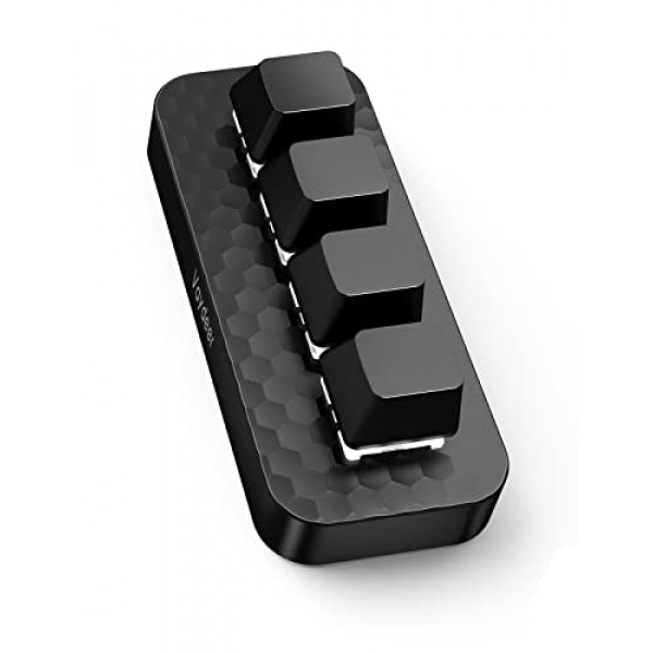 Vaydeer 4 teclas totalmente programables con ventana flotante y teclado macro multifuncional, soporte para teclado mecánico de una mano NKRO, teclas de acceso rápido, inicio con un clic, compatible con iOS, Windows