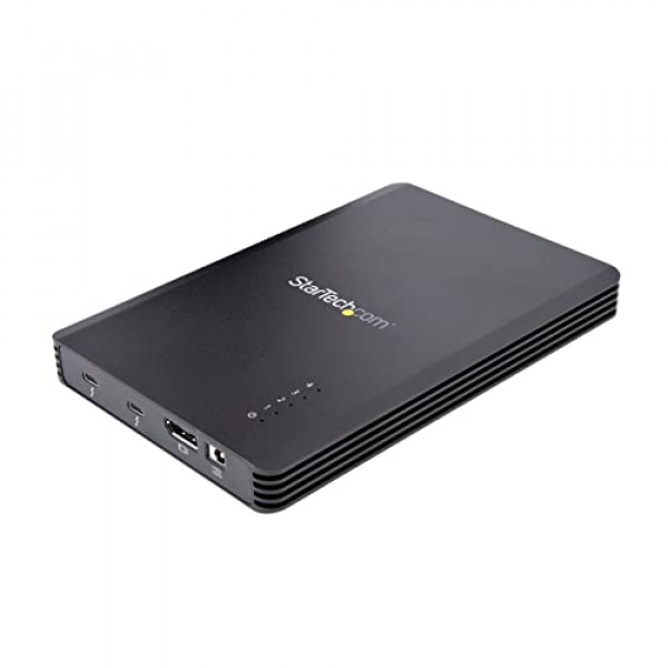 StarTech.com Gabinete Thunderbolt 3 NVMe de 4 bahías, para unidades SSD M.2 NVMe, 1 puerto de video DisplayPort/2 puertos de descarga TB3, 40 Gbps, fuente de alimentación de 72 W, gabinete de disco duro externo (M2E4BTB3), negro