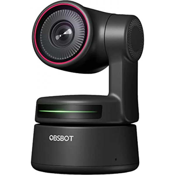 Cámara web OBSBOT Tiny PTZ 4K, marco y enfoque automático alimentados por IA, cámara de videoconferencia 4K con micrófonos omnidireccionales, seguimiento automático con cardán de 2 ejes, HDR, 60 FPS, corrección de poca luz, certificado de zoom
