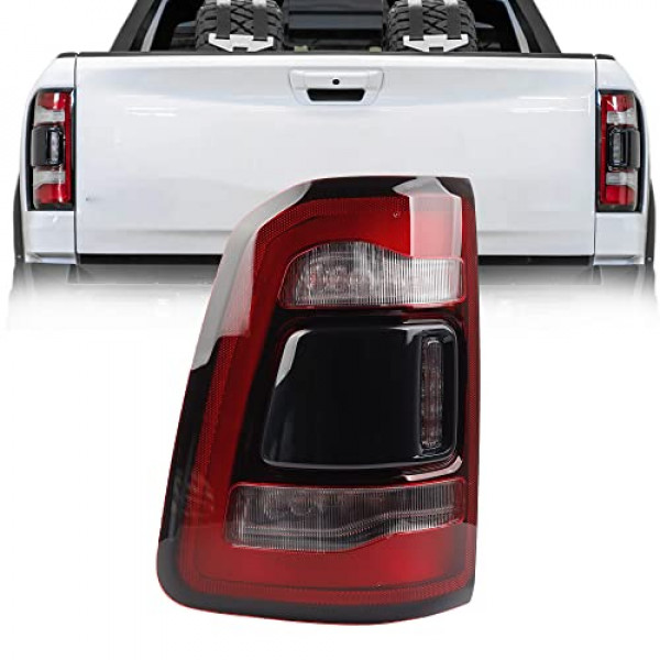 Dasbecan - Conjunto de luz trasera del lado del conductor izquierdo compatible con Dodge Ram 1500 2019 2020 2021 2022 Se puede instalar el módulo de punto ciego (cubierta negra)