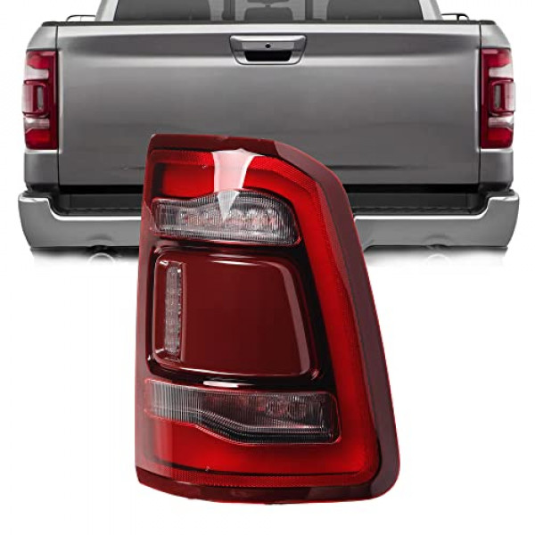 Dasbecan - Conjunto de luz trasera del lado del pasajero derecho compatible con Dodge Ram 1500 2019 2020 2021 2022 Se puede instalar el módulo de punto ciego (cubierta roja)