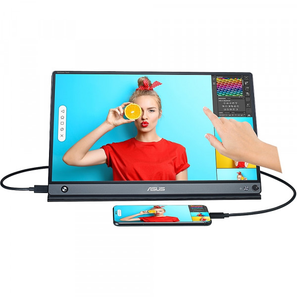 ASUS - Monitor de pantalla táctil ZenScreen Touch 15.6 IPS LCD FHD (USB, Micro-HDMI) - Gris oscuro