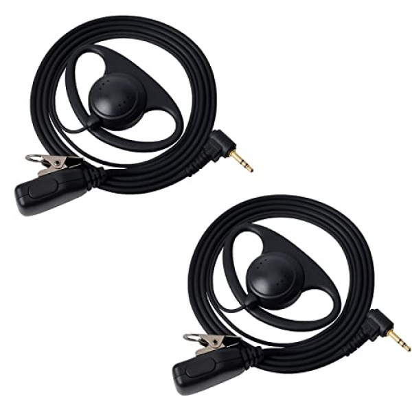 UAYESOK Auricular Walkie Talkie de 2,5 mm con micrófono PTT, auricular en forma de D de 1 pin para Motorola Talkabout T200 T200TP T260 T402 T460 T465 T600 T800 T6500 MR350R MS350R Radio bidireccional (2 unidades)
