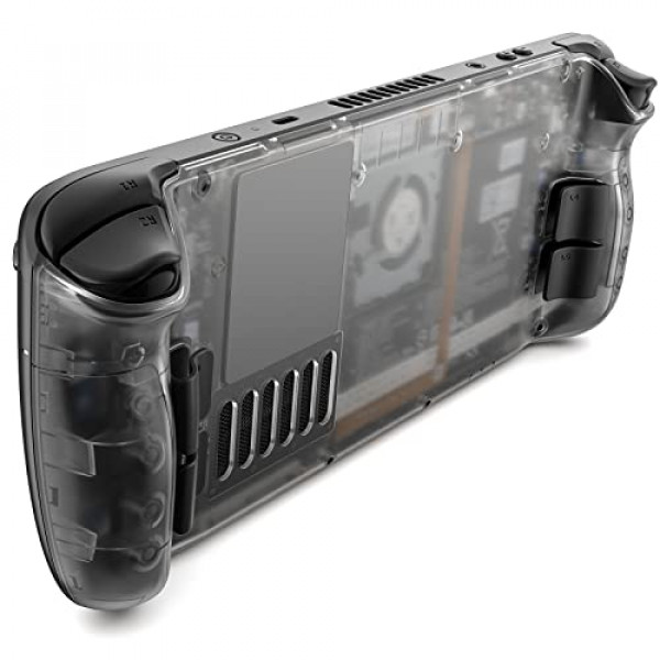 JSAUX Placa trasera transparente compatible con Steam Deck, DIY Clear Edition Juego de carcasa de repuesto compatible con Steam Deck, botones con tres alturas y sensaciones diferentes - PC0106 [Cristal]
