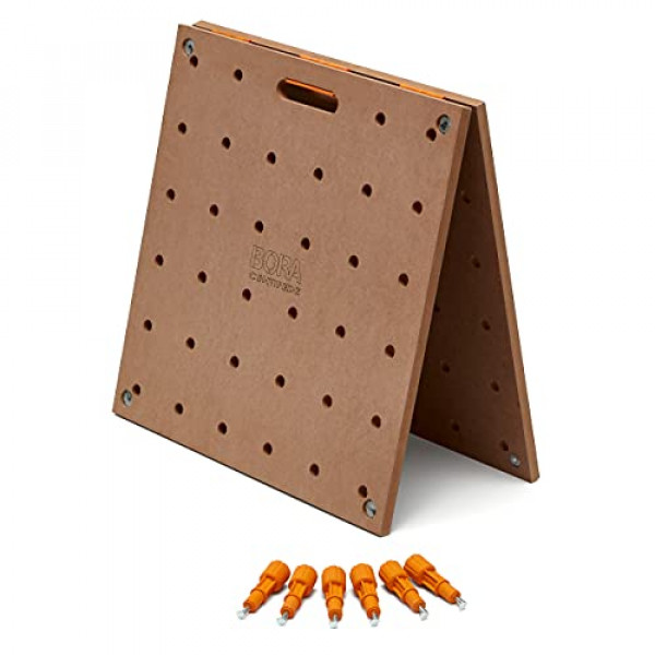 Bora Centipede Workbench Table Top para Bora Centipede Work Stand Saw Horses - 24 x 48 - Incluye parte superior de madera con agujeros para perros de 3/4 + 6 manijas de bloqueo de giro rápido para banco de trabajo portátil y temporal, CK22T