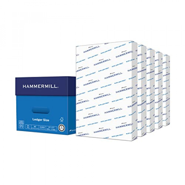 Papel de impresora Hammermill, papel de copia de 20 lb, 11 x 17 - 5 resmas (2500 hojas) - 92 brillante, fabricado en EE. UU., 105023C