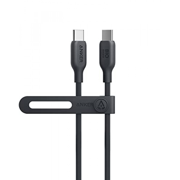 Anker 543 Cable USB C a USB C (140 W 3 pies), cable de carga USB 2.0 de base biológica para MacBook Pro 2020, iPad Pro 2020, iPad Air 4, Samsung Galaxy S23+/S23 Ultra/S22 Ultra (negro fantasma)