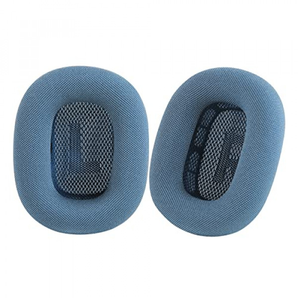 Funda de cojín compatible con auriculares Apple AirPods Max, fundas de almohadillas de tela de repuesto con espuma viscoelástica e imán, azul cielo, azul oscuro