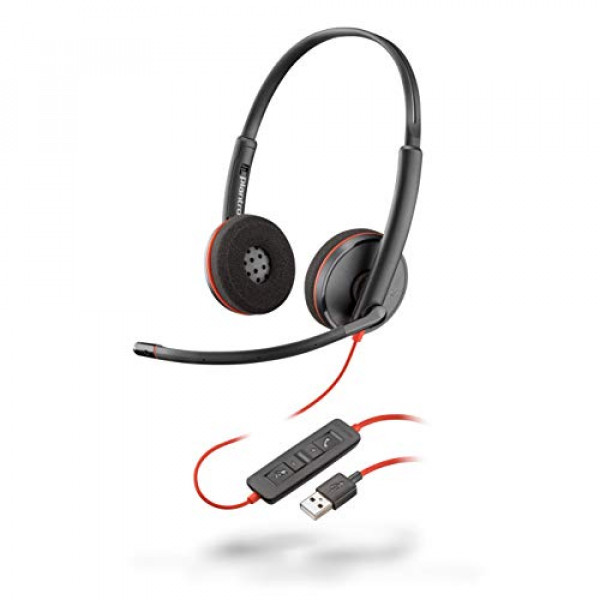 Plantronics - Blackwire 3220 - Auriculares con cable de doble oído (estéreo) con micrófono Boom - USB-A para conectar a su PC y/o Mac