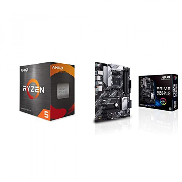 Procesador de escritorio desbloqueado AMD Ryzen 5 5600X de 6 núcleos y 12 hilos y ASUS Prime B550-PLUS AMD AM4 Zen 3 Ryzen 5000 y placa base Ryzen ATX de tercera generación