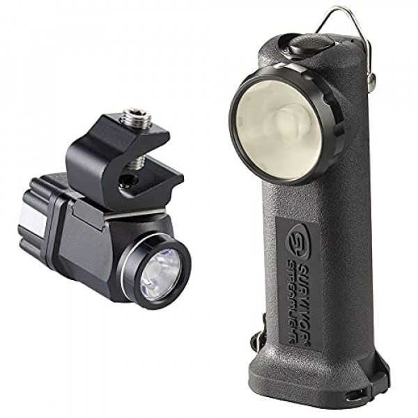 Streamlight 69331 Vantage II 350 lúmenes linterna de montaje en casco y 90545 Survivor 175 lúmenes linterna LED de ángulo recto, 6-3/4 pulgadas, negro